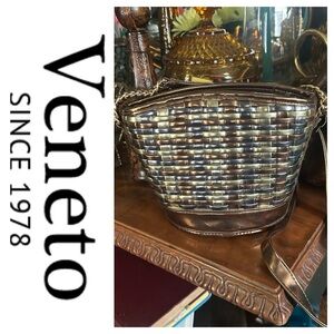 Vintage Gold & Bronze Basket Weave Crossbody Bag